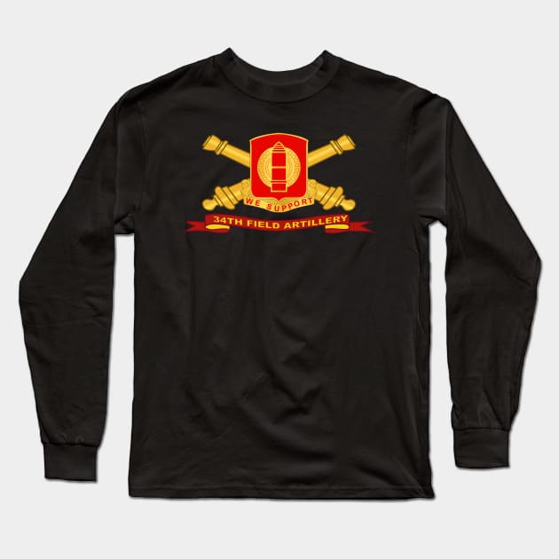 34th Field Artillery w Br - Ribbon Long Sleeve T-Shirt by twix123844